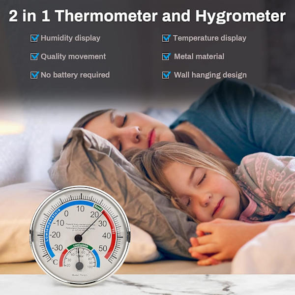 2-pakks termohygrometer, termohygrometer, innendørs og utendørs termometer hygrometer, trådløs termohygrometer analog hygrometer for kontor hjem Ro