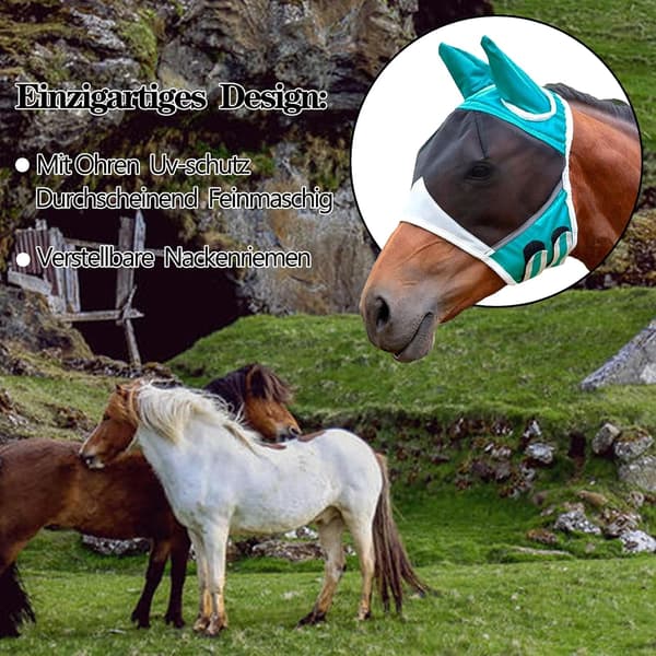 Hästflugmössa - UV-skydd（S） Myggmask - För hästar - Wi
