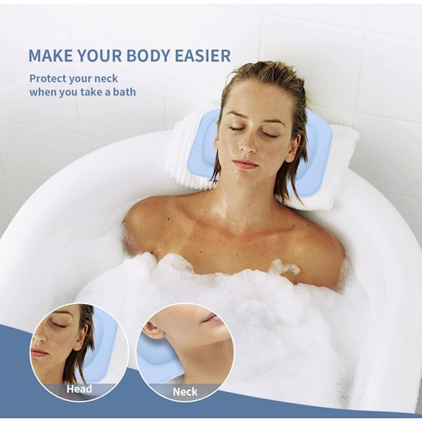 Badkudde Badkar med sugproppar, Ergonomisk Hög Badkar för Spa Kudde Bad, Jacuzzi, Bad med Fladdermus