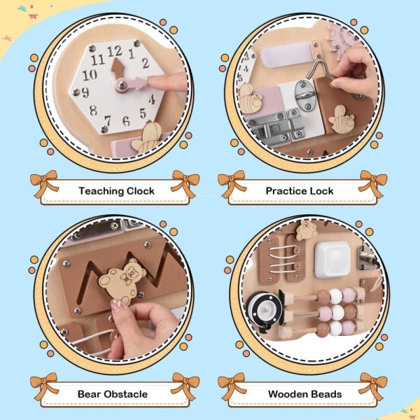 Travel Busy Board Montessori Aktivitetsbrett Sensorisk Aktivitetsbrett Tretøy