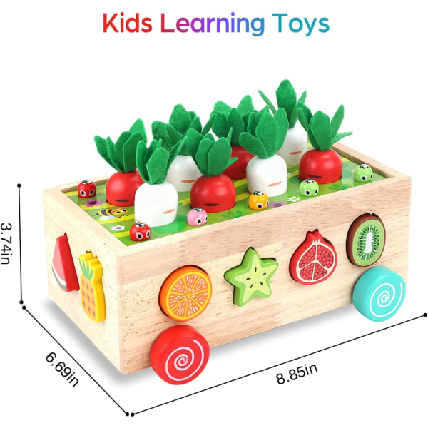 Montessori 2 vuotta - 1 vuotias puinen vauvan lelut - Porkkanan korjuu Montessori puinen palapeli lajittelupeli - Pääsiäisen oppimislelun lahja 2 3 vuotiaille