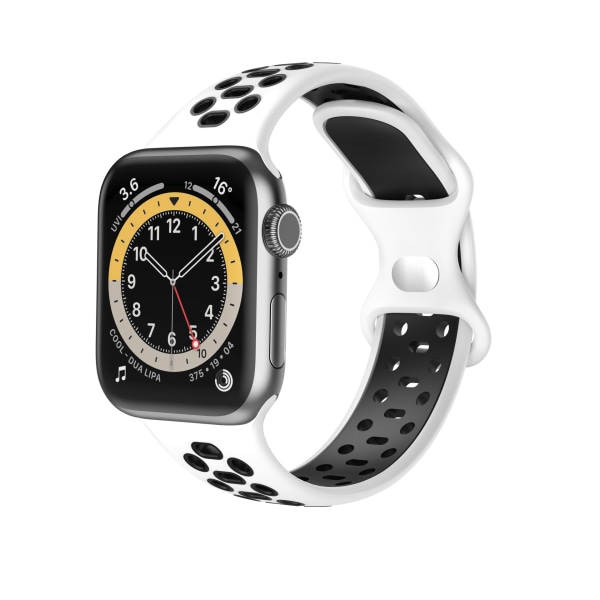 Valkoinen musta urheiluranneke, joka on yhteensopiva Apple Watch rannekkeen kanssa 38mm 40m