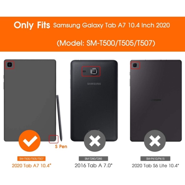 Passer til Samsung TAB A7 10.4 Tablet Case med Stylus Slot 2020 Model
