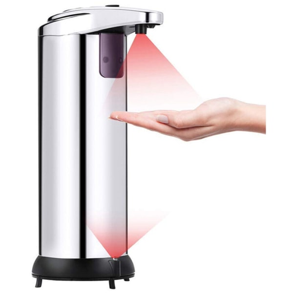 250 ml rustfritt stål Ir-sensor Berøringsfri automatisk flytende såpe Vanntett dispenser Kjøkken Bad Hjem