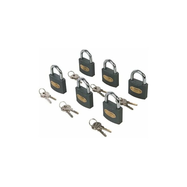 (6 kpl) Sarja 6 identtistä avainlukkoa - 50 mm