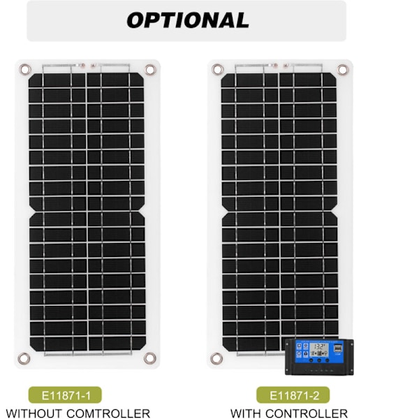 12 W 12 V solpanel kit med opladningscontroller, USB-port, Outwall monokrystallinsk modul med SAE-tilslutningskabler, autocamper kits, båd, marine