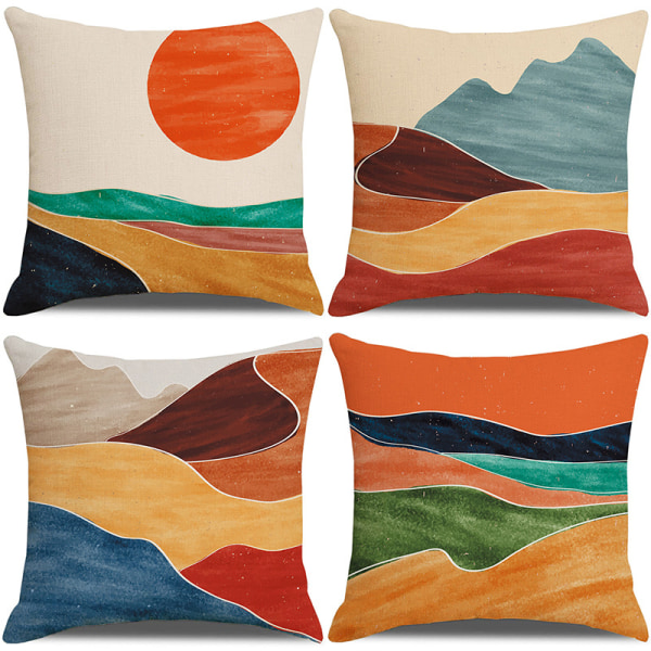Landscape Sunrise cover 45cm x 45cm Set med 4 apelsinkast