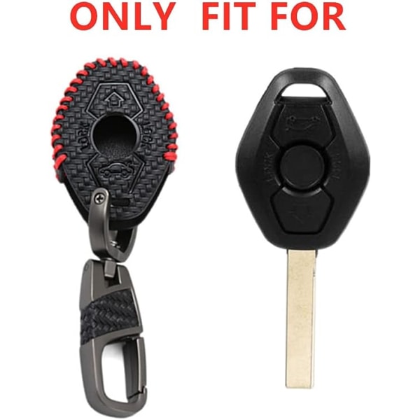 Carbon Fiber Leather Car Key Fob B-M-W E38 E39 E46 E83 3 5 7 Series X3 X5 Z3 Z4 2 Buttons