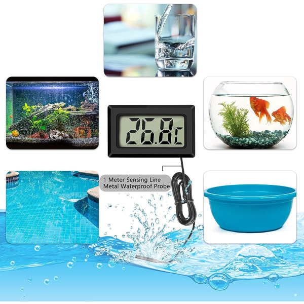 Mini digital LCD-termometer temperatur med temperaturprobgivare testare för kylskåp frysar akvarium (4X svart)