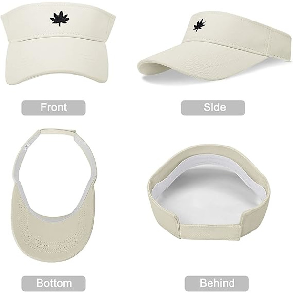 Dam solhatt - Unisex visirkeps, lönnlöv broderad justerbar golfkeps lämplig för utomhussporter