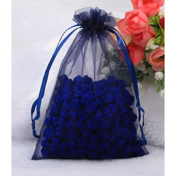 100 stk Organza gaveposer Bryllupsgaveposer, 90x120 mm/ 3,5 x 4,7 tommer Sheer Snøring Smykkeposer til Jul Ferie Bursdagsfest (N