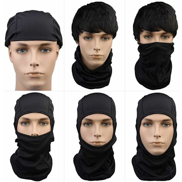 Lolypot tuulenpitävä balaclava hiihto- ja moottoripyöräilynaamio, monitoiminen ohut ja hengittävä hiihtohuppu naisille ja miehille (musta)