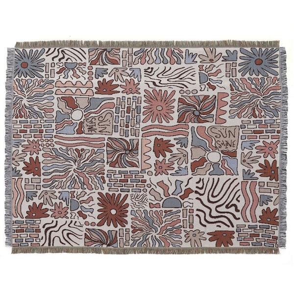 1 stk. 160x130cm strikket pledd dekorert med komfortable, myke bohemfrynser, beskytter mot kulde for sofa, sofa med hvile og lurdekning
