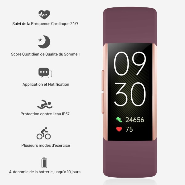 Dam Smart Sports Watch - Sleep Watch IP67 Smart Touch 25 lägen Stegräknare Kalori Stoppur Present för Android iOS-Rose Red