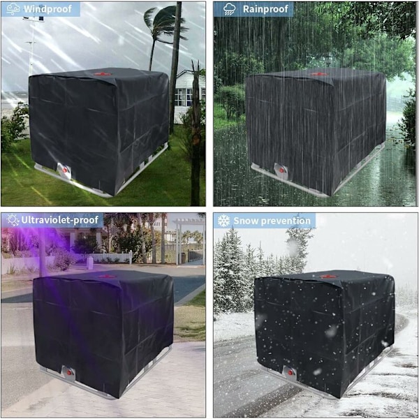 IBC beskyttelsescover til 1000 l vandtank, beskyttelsescover til IBC tank, regnvandstank (sort), 120 × 100 × 116