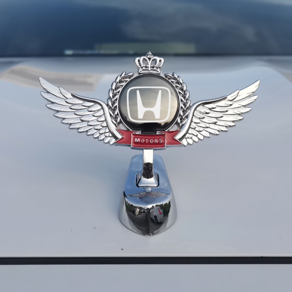 Passer for Honda HRVXRV Yingshipai bil vertikal logo klistremerke, panser foran bil logo emblem klistremerke 1 stk (sølv svart)