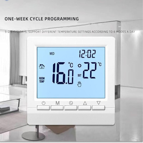 Termostaatti, älykäs ohjelmoitava digitaalinen lämpötilansäädin, suurella LCD-näytöllä, huoneen lämpötilan säätöön