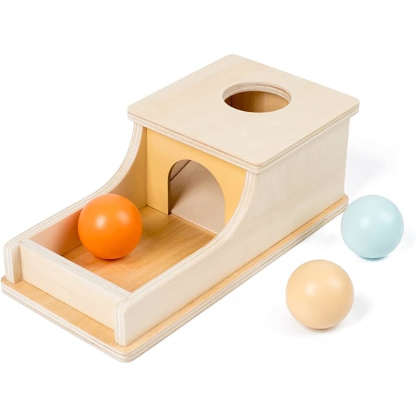 Montessori Objektpermanensboks (12,5*11*8cm), Montessori-leker for 1-åringer, Baby leker 6-12 måneder, Montessori-leker, Baby leker