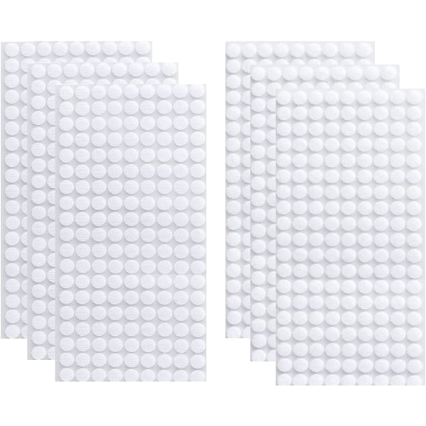 500 x 10 mm självhäftande krokar och öglor (vita), runda självhäftande krokar
