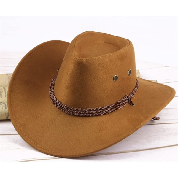 Miesten lännen cowboy-hattu ulkoilun leveälierinen hattu hihnalla muodikkaat cowgirl cowboy fedora kesä outback