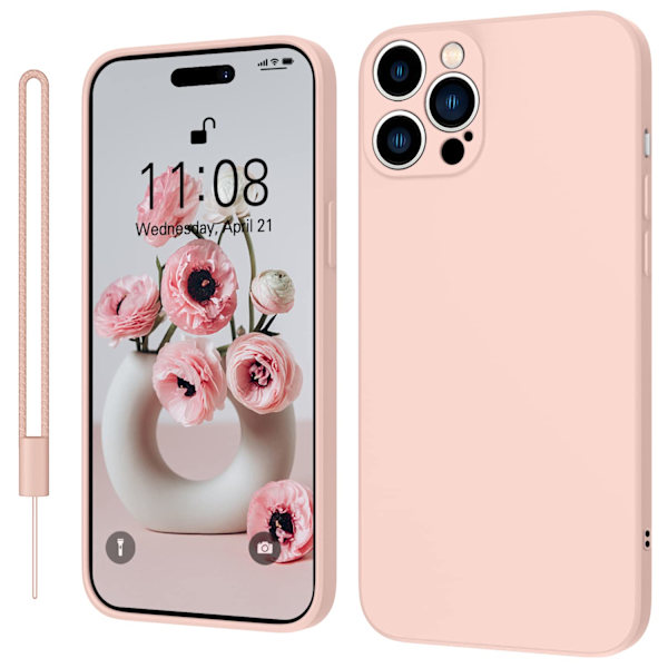 iPhone 14 Pro Max Silikondeksel, Ultratynn Myk Gel Riperesistent, Mikrofiberfôr, Gummistøtsikkert Deksel, Lys Rosa [6,7 Tommer]