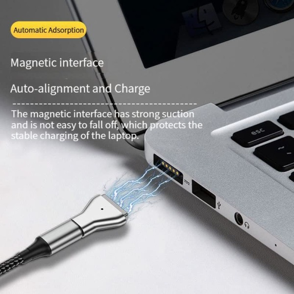 USB C till magnetisk adapter, typ C till 2 PD 100W magnetisk T-huvud, F