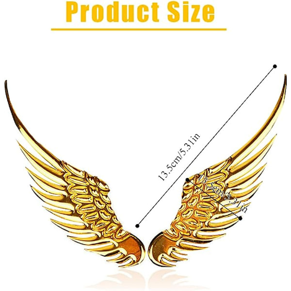 2 paria Angel Wings -auton tarroja (kulta, hopea) 3D Wings -auton muotitarrat metalliset auton tarvikkeet 2 paria hopeaa