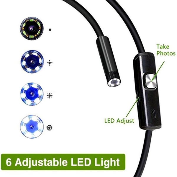 7 mm:n 3-in-1-boreskooppitarkastuskamera Android USB Type-C -liitäntään, putki- ja viemärikamera 6 säädettävällä LED-valolla, IP67-vedenkestävä B