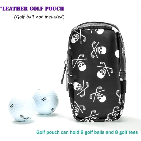 Skallemønstret golftaske i læder, bærbart golfbælte, taljepakke,