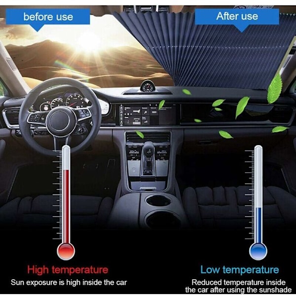 Automatisk infällbar bil solskydd bil vindruta hopfällbar anti-UV vikbar SUV lastbil bil nästan alla bilar (46cm bakre växel)