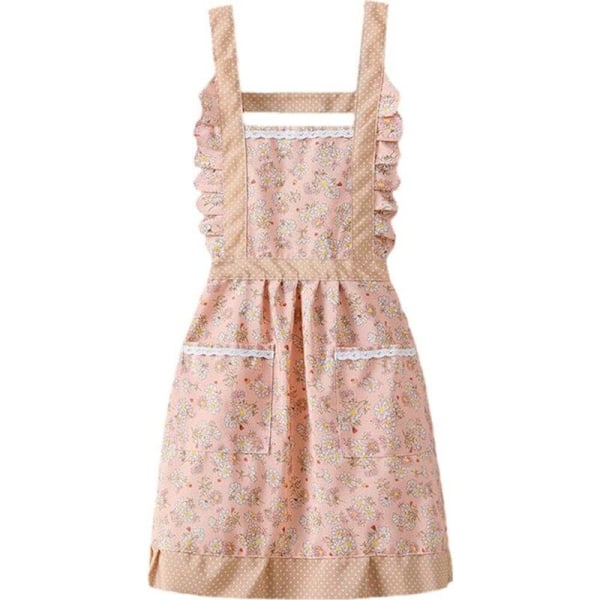 Retro blommiga förkläden för kvinnor, vintage justerbart köksförkläde med fickor, kockförkläden för kök, kökstillbehör