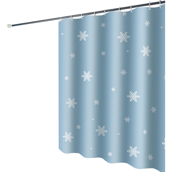 180 x 200 cm bruseforhæng med 12 hurtigtørrende kroge (snefnug), maskinvaskbar polyester i maskinen, badeværelsesforhæng