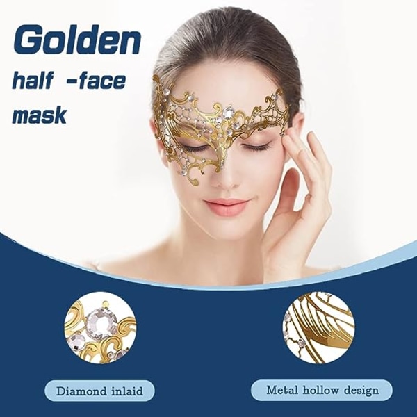 Borra svart - vit Lady of Luck Metallmask Vacker Bekväm Delikat Montering Ansikte Kvinnlig Varghuvud Mask för Fest Karneval Kväll