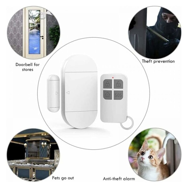 Dörrlarm, dörröppningsdetektor med kraftfull 130 dB siren, dörrlarm och magnetisk trådlös fönstervakt för dörrar, fönster och skåp, huset, av