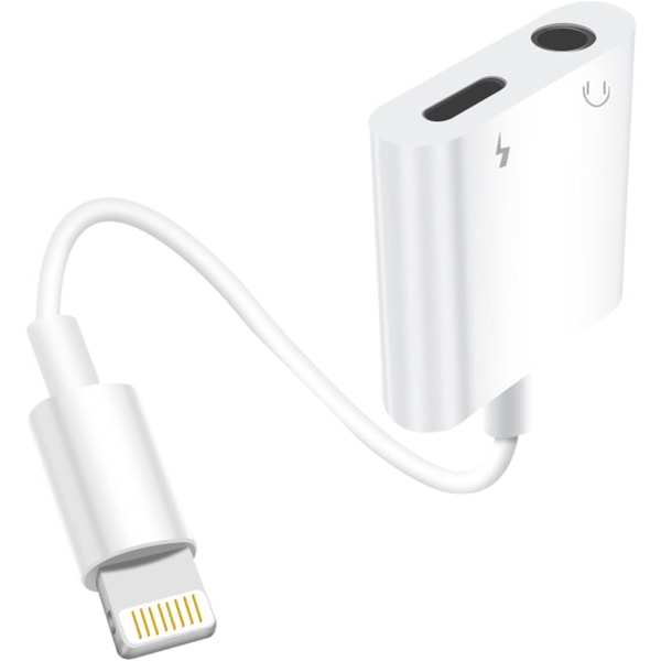 Apple MFi-certificeret: Hovedtelefonadapter til iPhone, 2 i 1 Lightnin