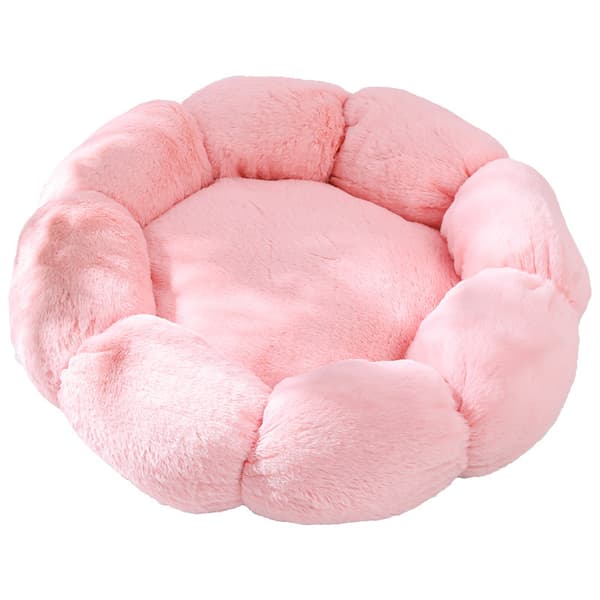 Blomsterpotte hund seng rund fluffy valpeseng for hunder og katter