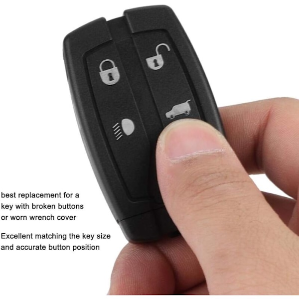 Fodral för nyckelavstånd från bil, fodral för smart nyckelfodral FOB-skal Abs bil 4 knappar för Freelander 2, svart