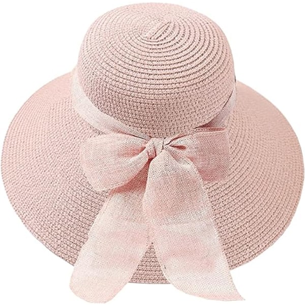 Beige hat, visir, stråhat, strandsol, bred skygge til kvinder pink,