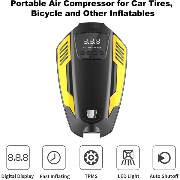 12V Bil Intelligent LED Digital Display Luftpumpe
