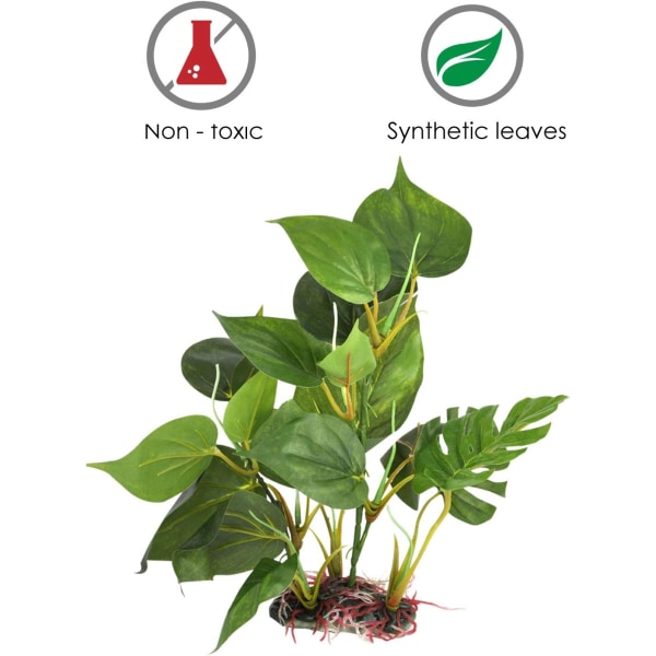 Konstgjorda växter för akvarier - Falska dekorationer - Akvariedekorationer gröna blad - 20 cm - Hemma akvarium - En naturalistisk och realistisk desi