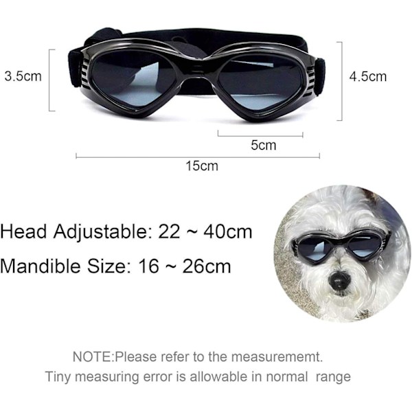 Hunde Goggles, Solbriller til kæledyr, Sammenfoldelige Hunde Goggles UV Beskyttelse Solbriller (Sort)