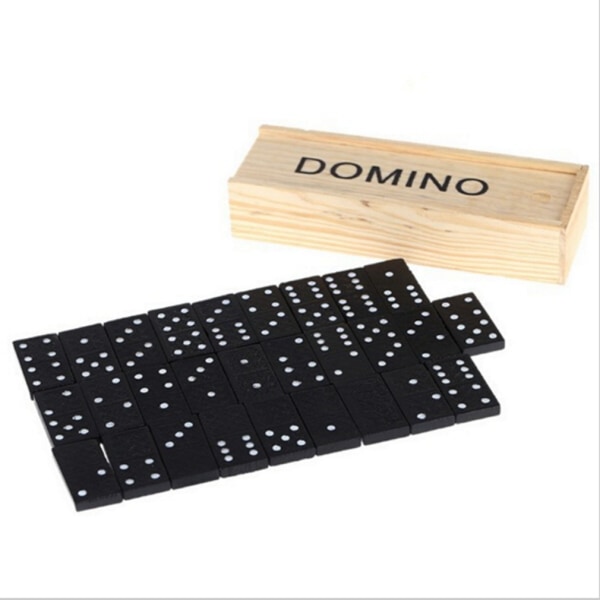 FÖRÄLDER: Traditionellt Domino-spel - 28 stycken plus trälåda och