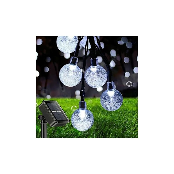 Nightness SOLAR LIGHT GUIGLAND med 50 LED'er, Cristal Boule Garland solar, 8 vandtætte belysningstilstande, til indendørs have, NOL Dekoration (hvid)