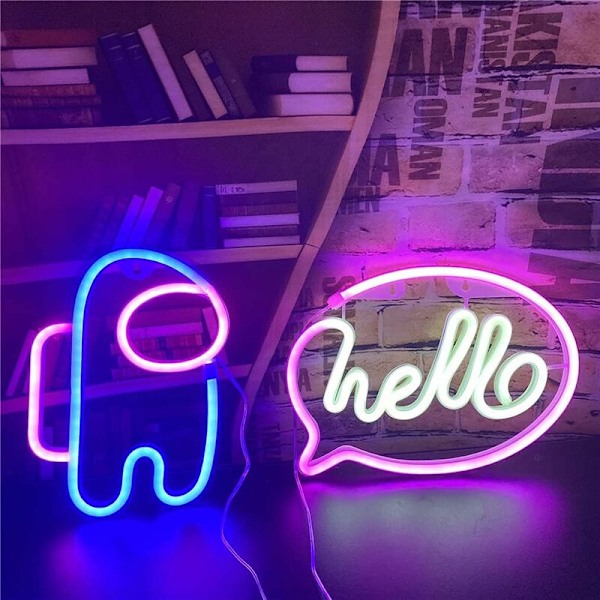 Alien neonpanel med USB eller batterier för barnrum, bar, restaurang, spelrum, jul, Alla hjärtans dag, födelsedag, LED-firande