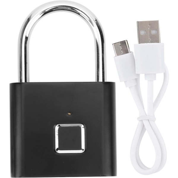 Fingeravtryckslås, smart hänglås, nyckellöst minielektroniskt hänglås, bärbart USB-smartlås, hänglåsbåge smartlås, elektroniskt hänglåsdörrlås