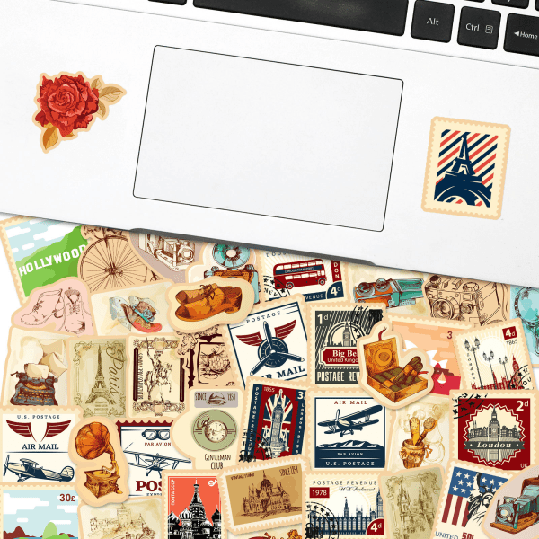 Frimärksetiketter, 50 frimärksetiketter, färgkort, landskap, etikett för scrapbooking, dekoration, DIY-fotoalbum, gratulationskort