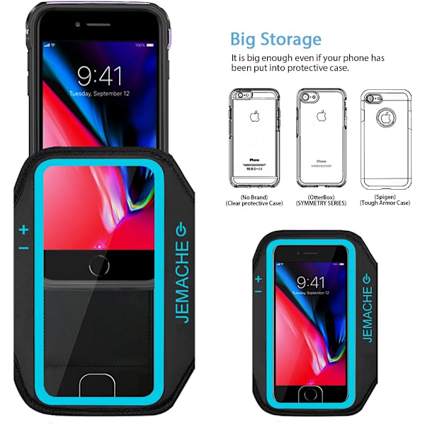 Treningsbag for løping med telefonholder, armbånd, beskyttende deksel for iPhone 6/8/7 Plus