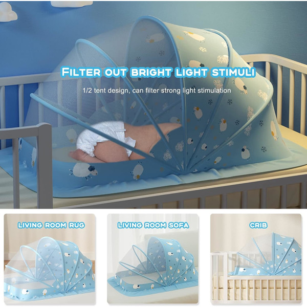Baby seng myggenet, pop-up bærbar foldbar myggenet foldbar baby seng, insektbeskyttelse med indendørs anti-lys seng myggenet