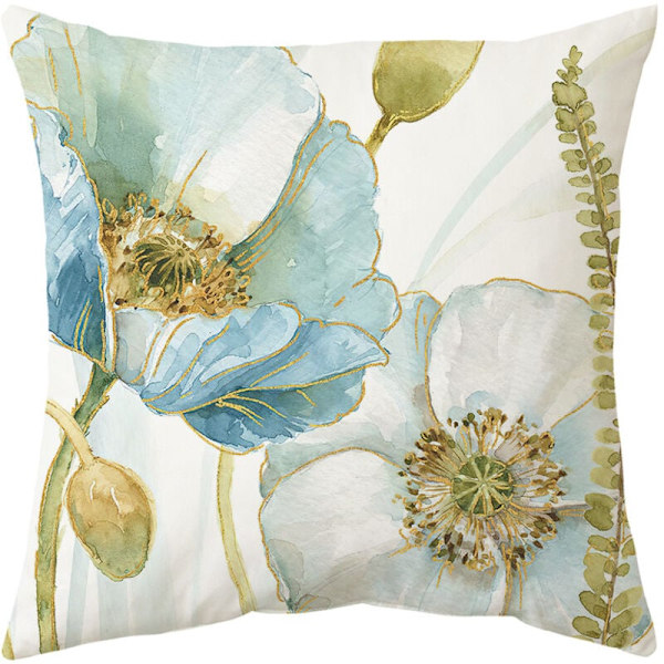 Örngott för utomhuskuddar, 4-pack Vattentäta gula och blå blommor Soffkuddfodral för uteplats Trädgård Vardagsrum Dekoration, 45x45cm
