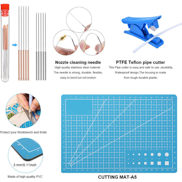 3D 3DPIÈCE skriververktøy frakoblet for skriver 32 deler tilbehørssett for 3D-skriver